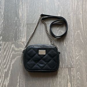 Michael Kors Black Leather/Silver Chain Crossbody